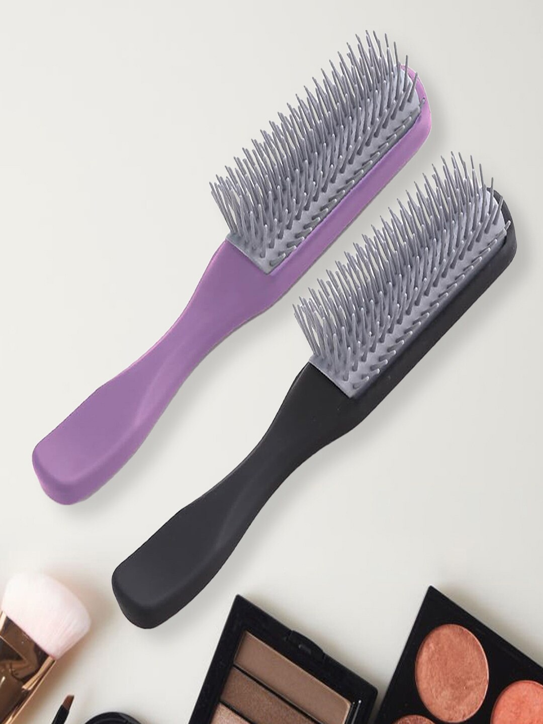 

Kuber Industries Set of 2 Hair Flexible Bristles Brush With Paddle, Purple