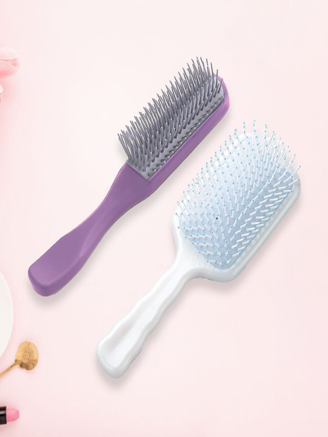 

Kuber Industries Set of 2 Flexible Bristles Hair Brush With Paddle, Blue