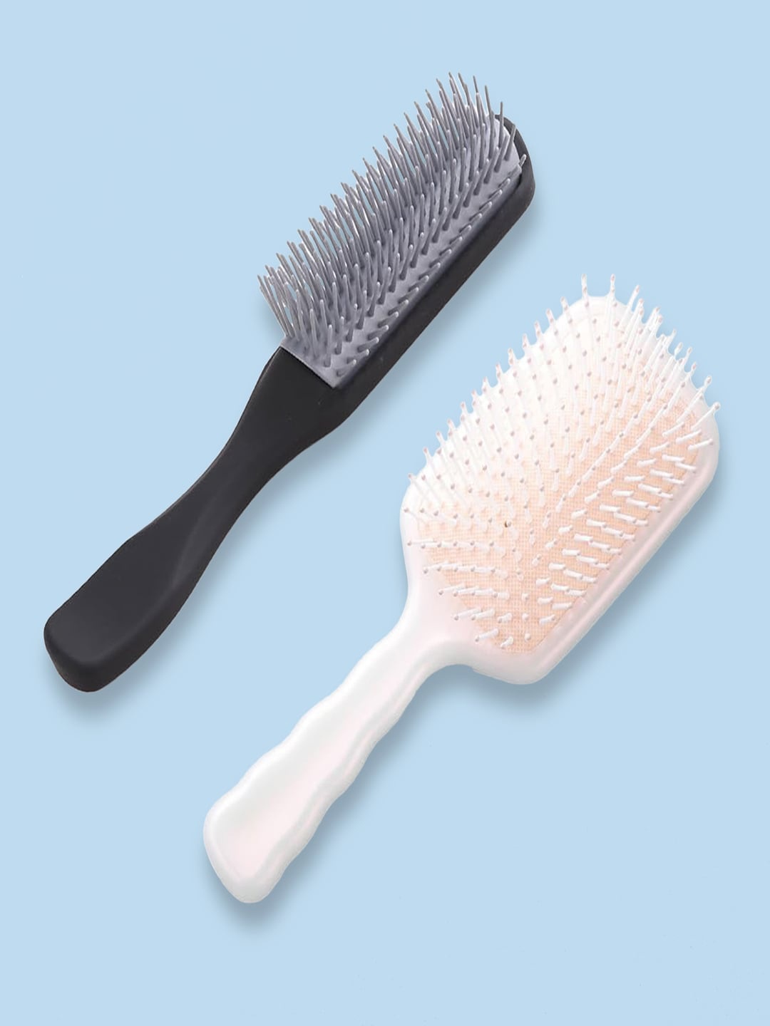 

Kuber Industries Set of 2 Flexible Bristles Hair Brush With Paddle, Black