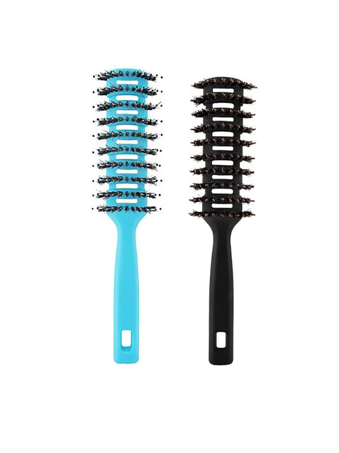 

Kuber Industries Set of 2 Flexible Bristles Hair Brush With Paddle, Black