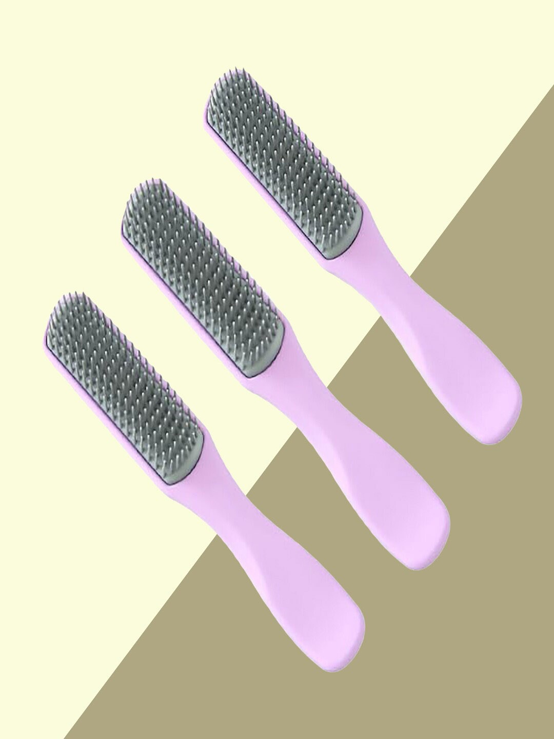 

Kuber Industries Set of 3 Flexible Bristles Hair Brush With Paddle, Purple