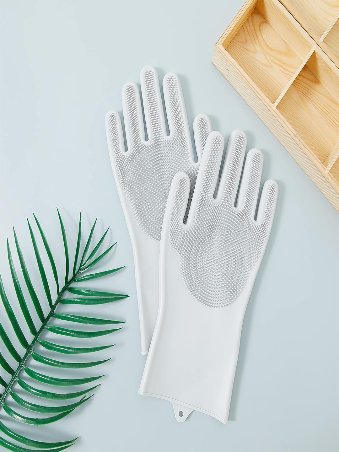 

Kuber Industries Grey Silicon Non-Slippery & Durable Kitchen Gloves