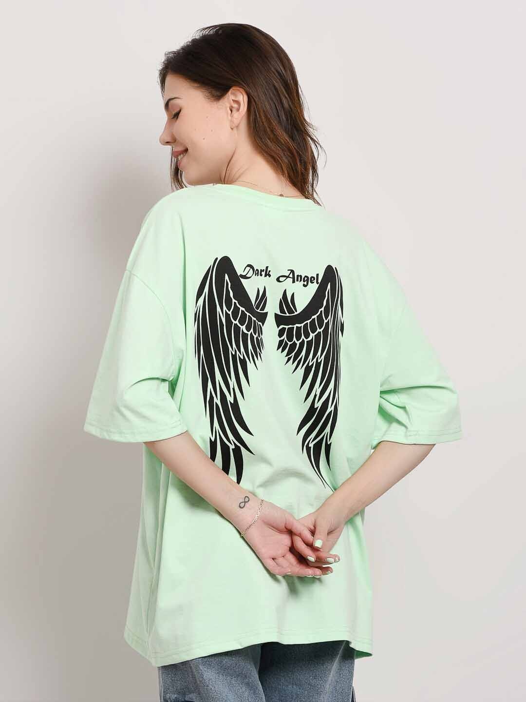 

ABSOLUTE DEFENSE Round Neck Graphic Printed Oversized T-shirt, Green