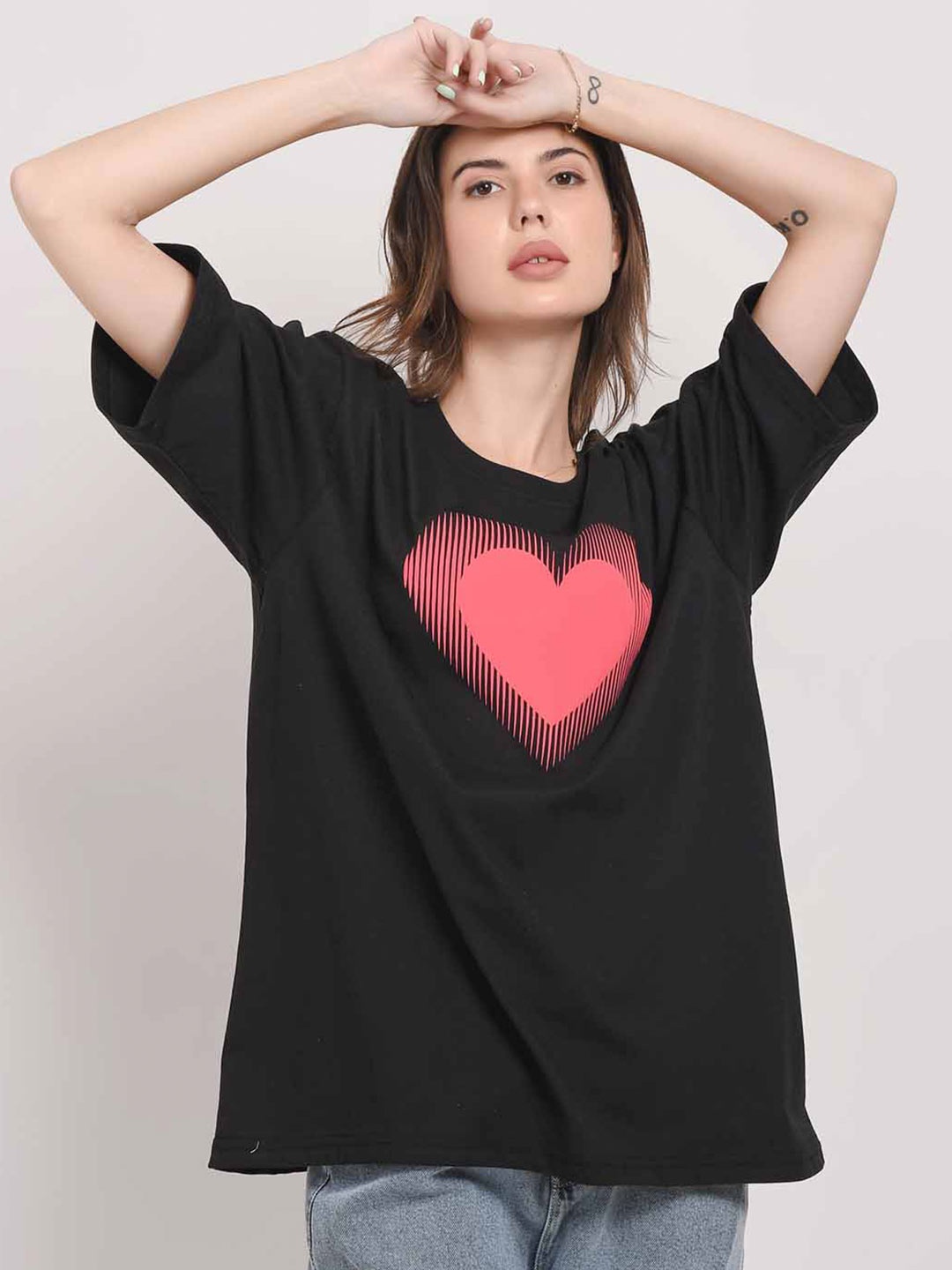 

ABSOLUTE DEFENSE Round Neck Graphic Printed Oversized T-shirt, Black