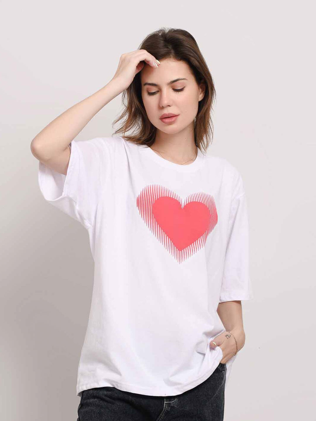 

ABSOLUTE DEFENSE Round Neck Graphic Printed Oversized T-shirt, White
