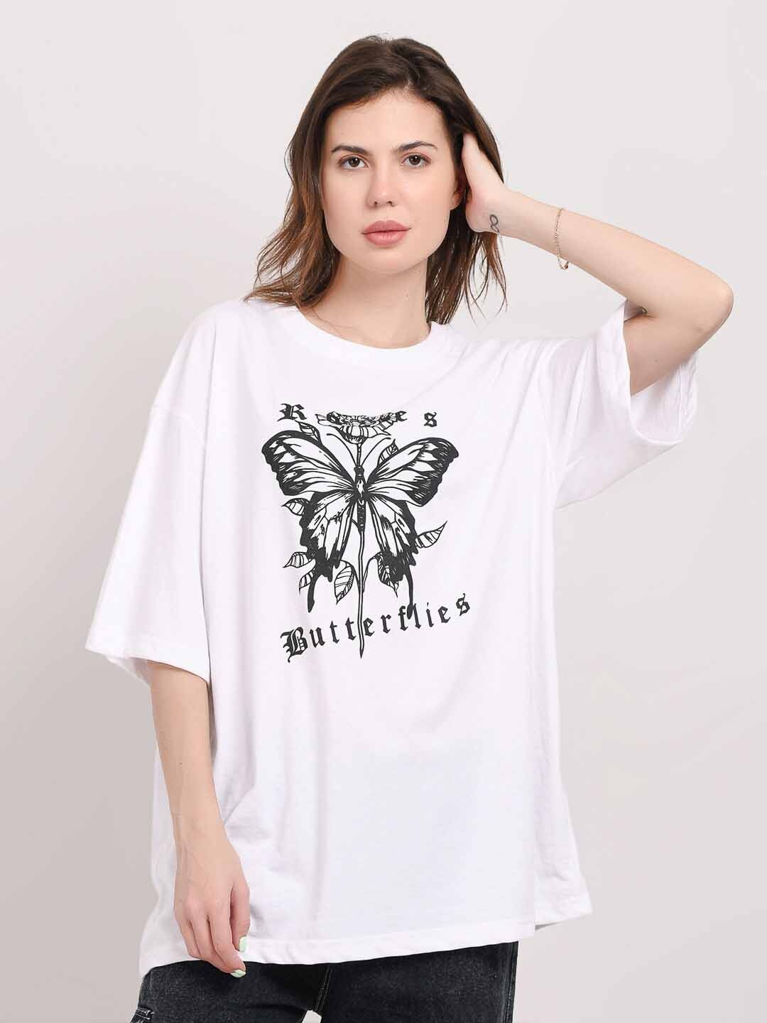 

ABSOLUTE DEFENSE Round Neck Graphic Printed Oversized T-shirt, White