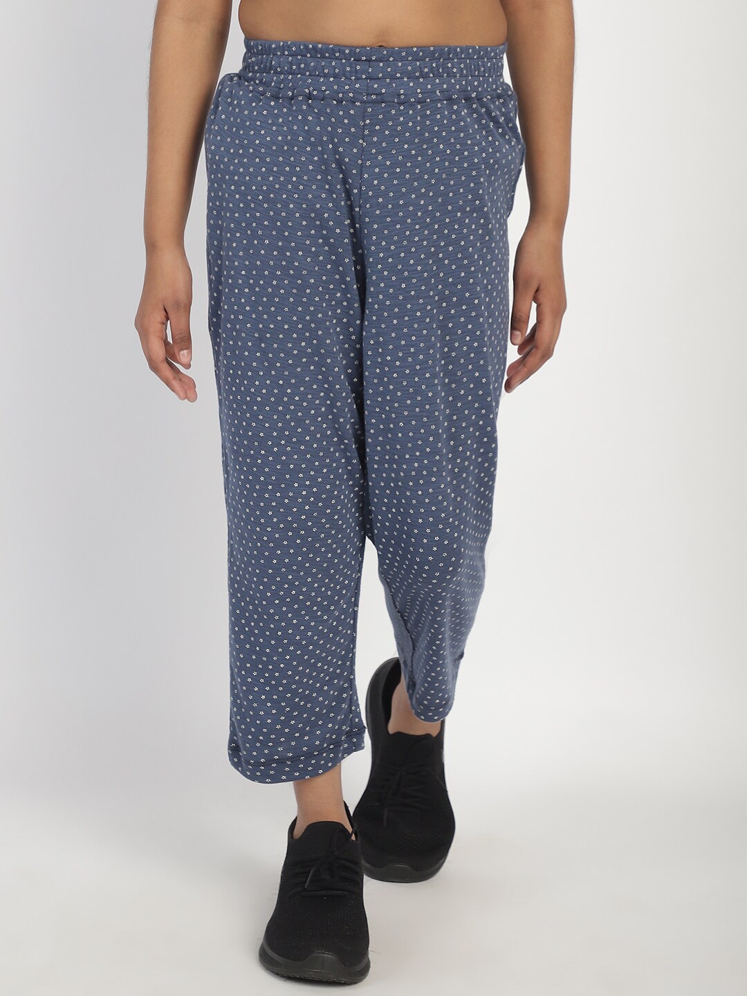 

Rute Girls Printed High-Rise Slim Fit Cotton Capris, Blue