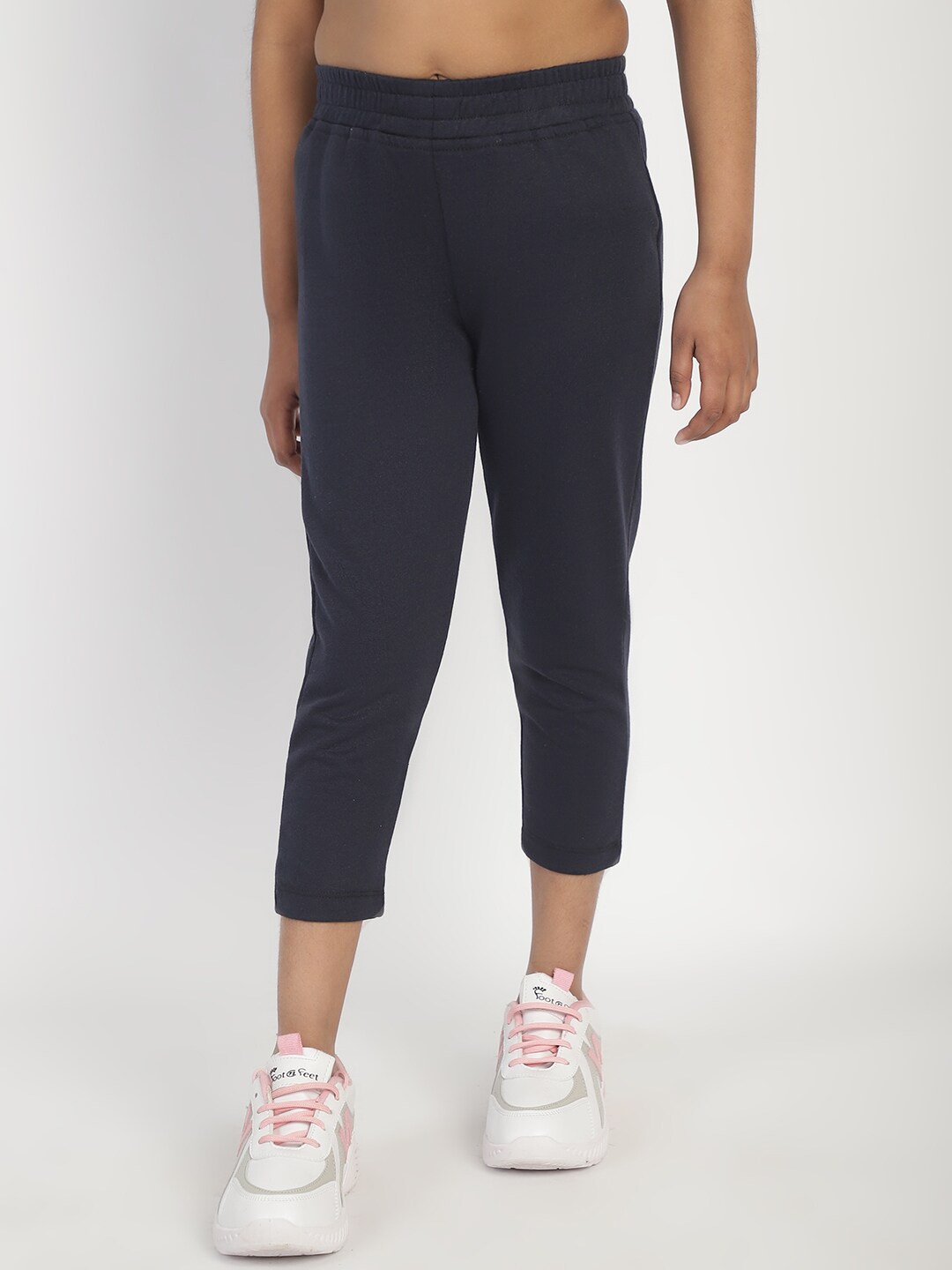 

Rute Girls High Rise Cotton Capris, Navy blue