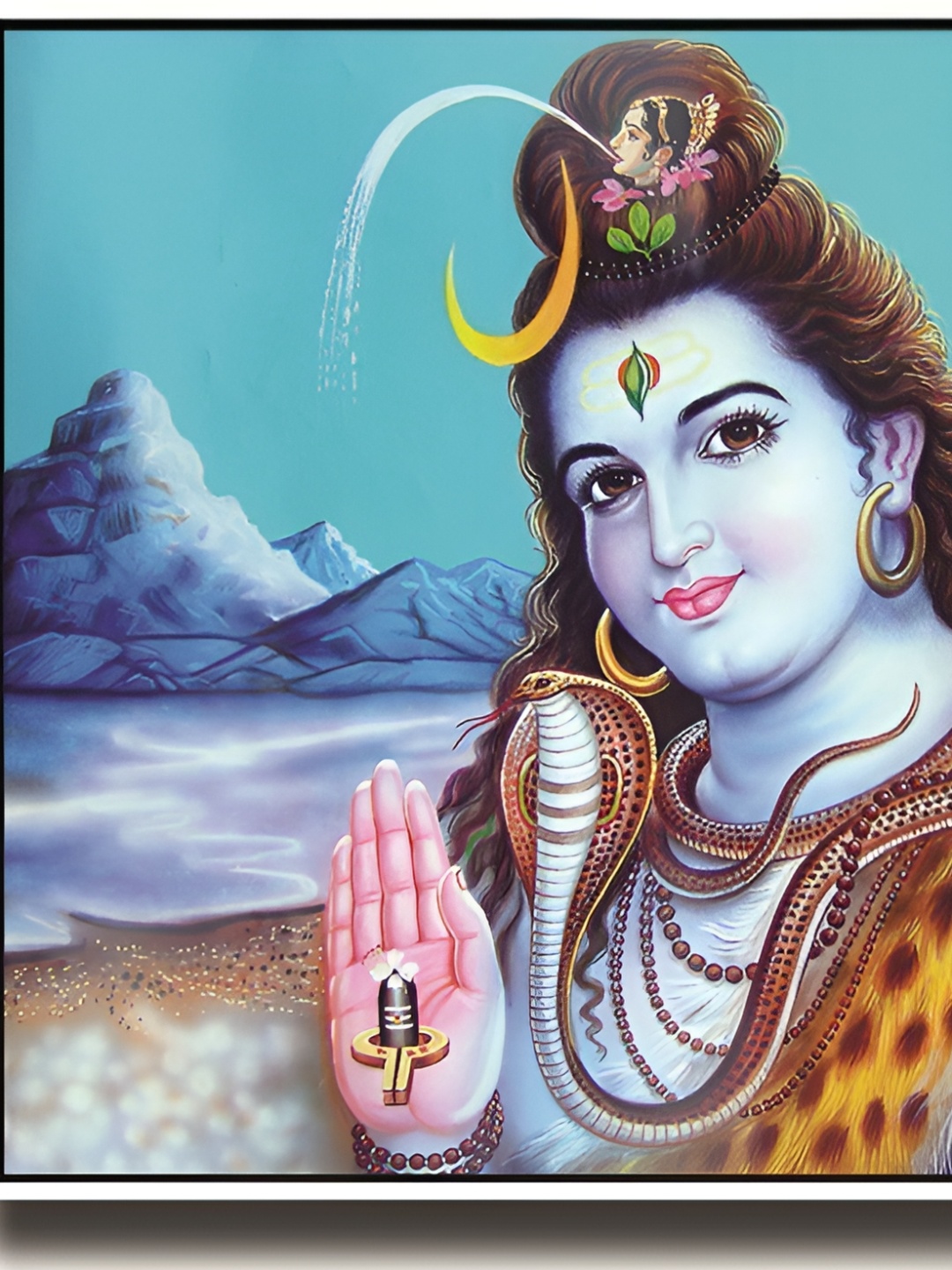 

Wallpics Blue & Brown Religious Paper Wall Poster