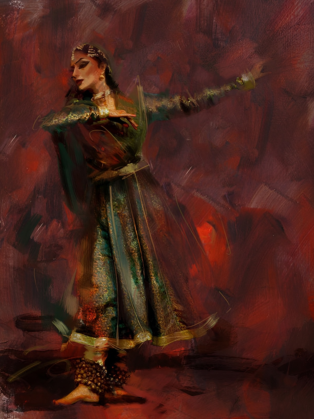 

Wallpics Red & Green Paper Paintings Wall Art