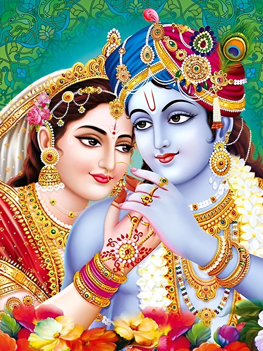 

Wallpics Blue & Red Religious Paper Paintings Wall Art