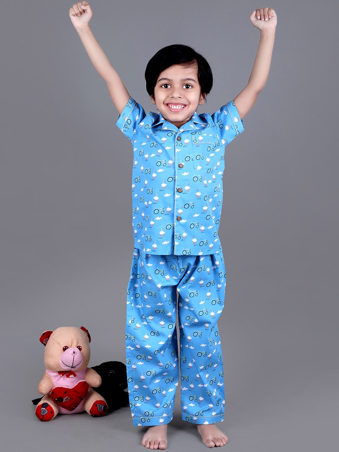 

Little Llama Boys Printed Night suit, Blue