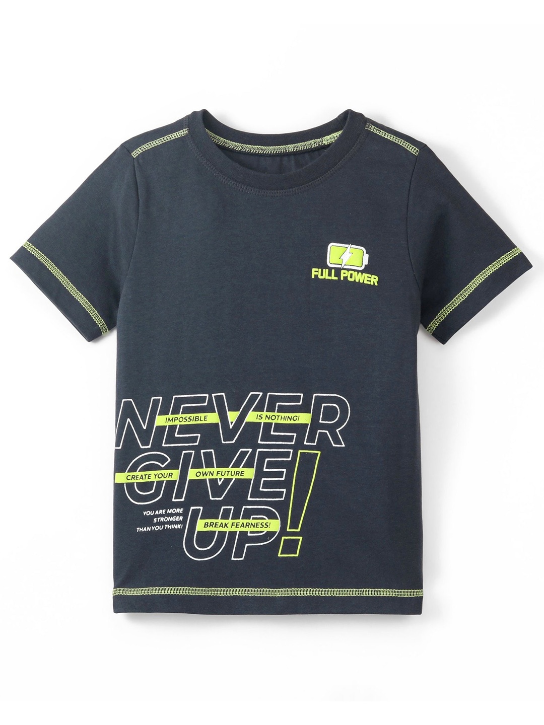 

ARIAS By LARA DUTTA Boys Round Neck Typography Printed Cotton T-shirt, Grey