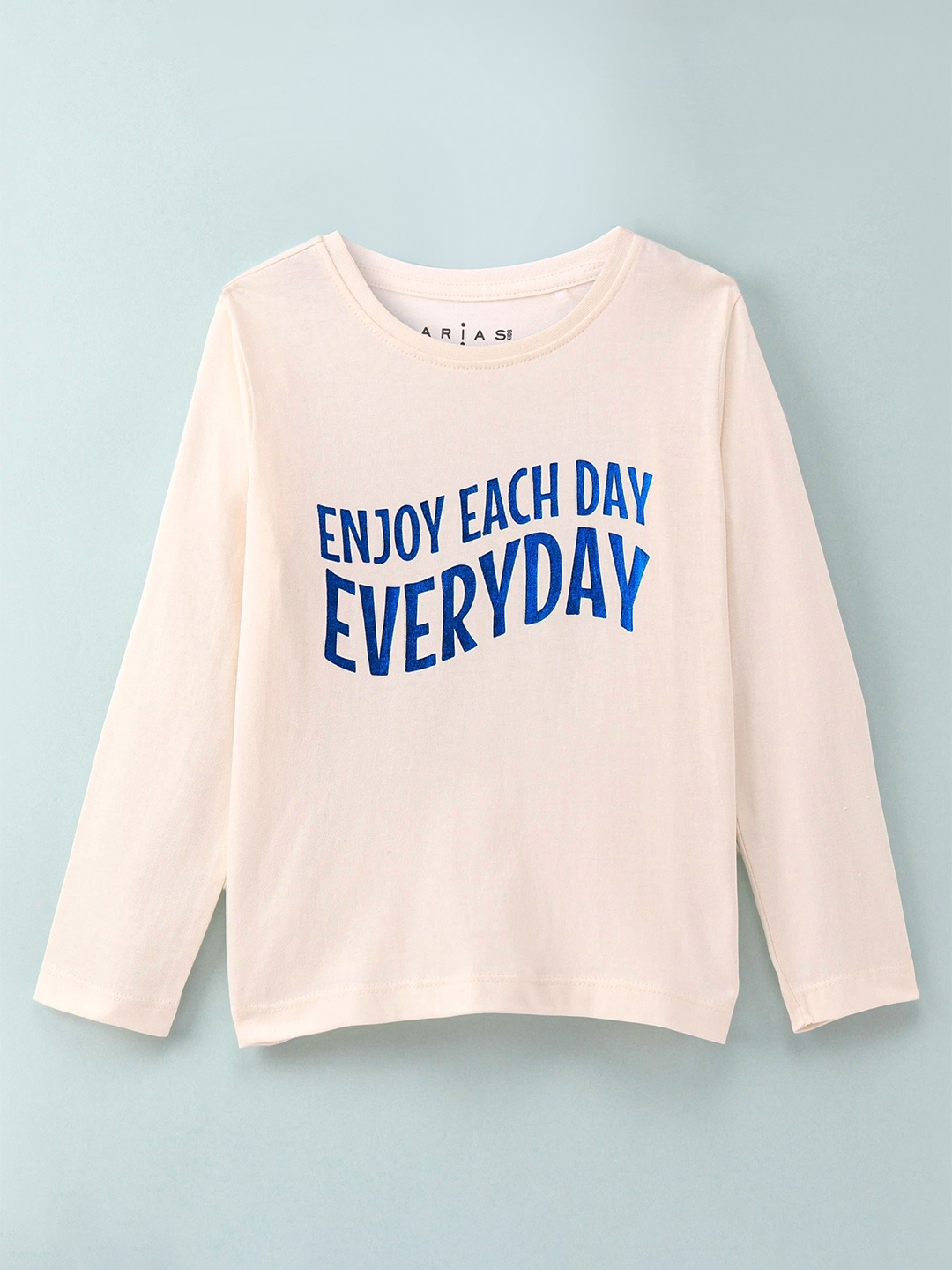 

ARIAS By LARA DUTTA Boys Round Neck Typography Printed Cotton Regular Fit T-shirt, Off white