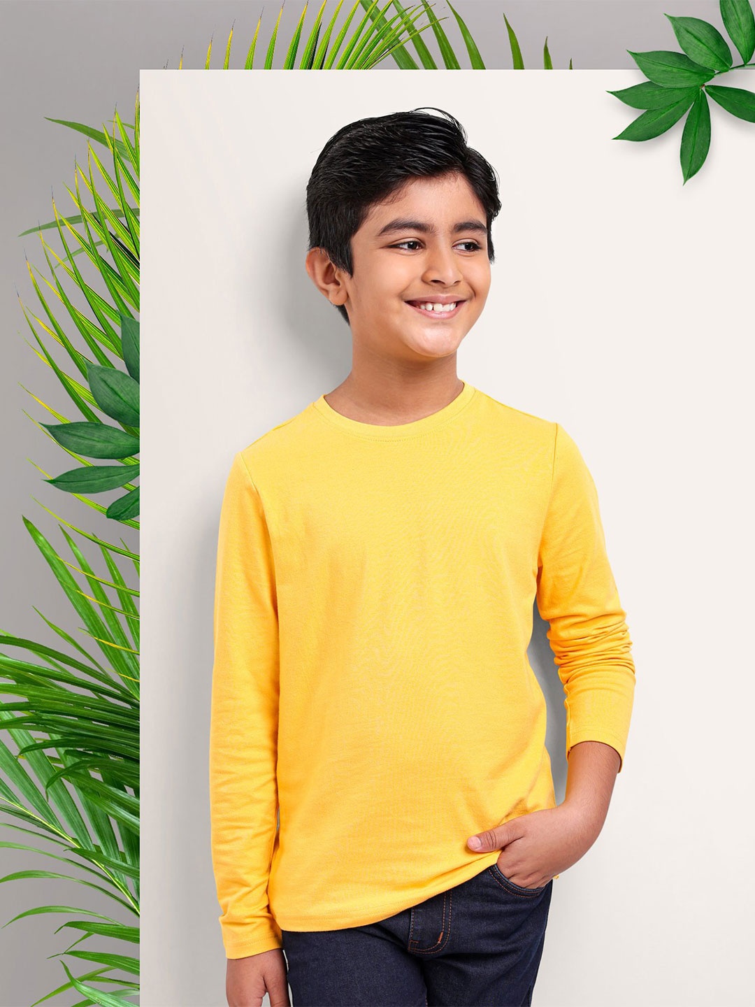 

ARIAS By LARA DUTTA Boys Round Neck Cotton Regular Fit T-shirt, Yellow