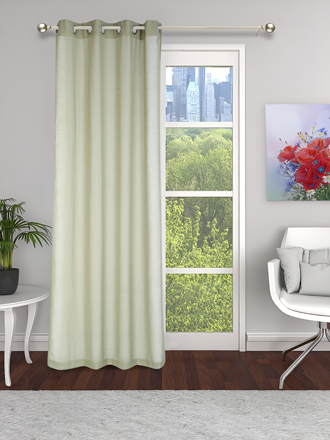 

Aura Green Sheer Long Door Curtain