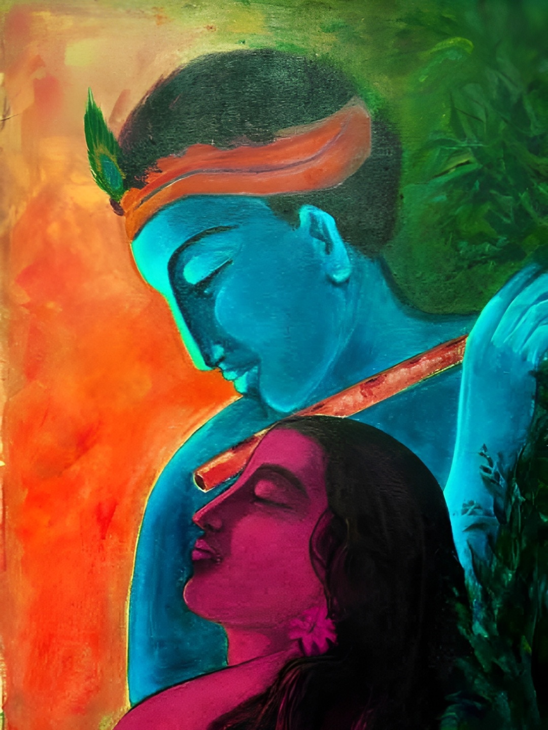 

Wallpics Blue & Green Religious Paper Paintings Wall Art