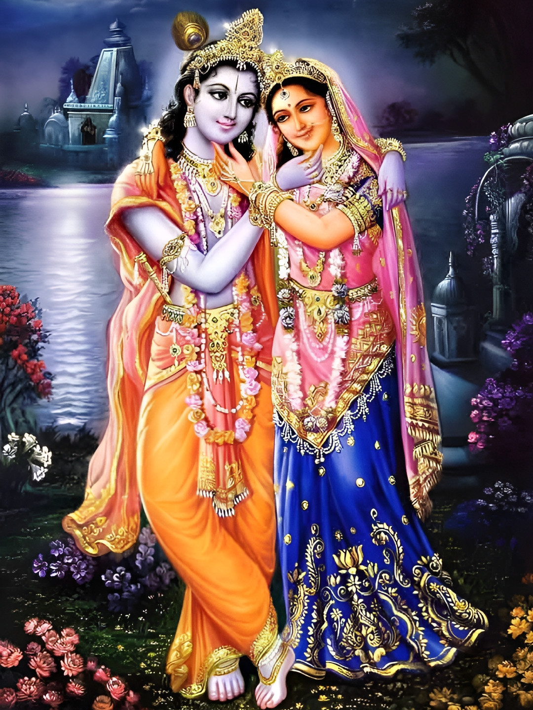

Wallpics Blue & Beige Religious Printed High Quality Waterproof Wall Poster, Bronze