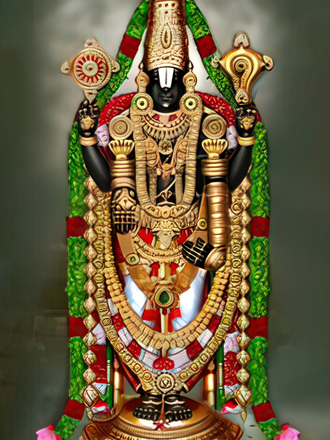 

Wallpics Black & Green Lord Balaji Religious Wall Poster