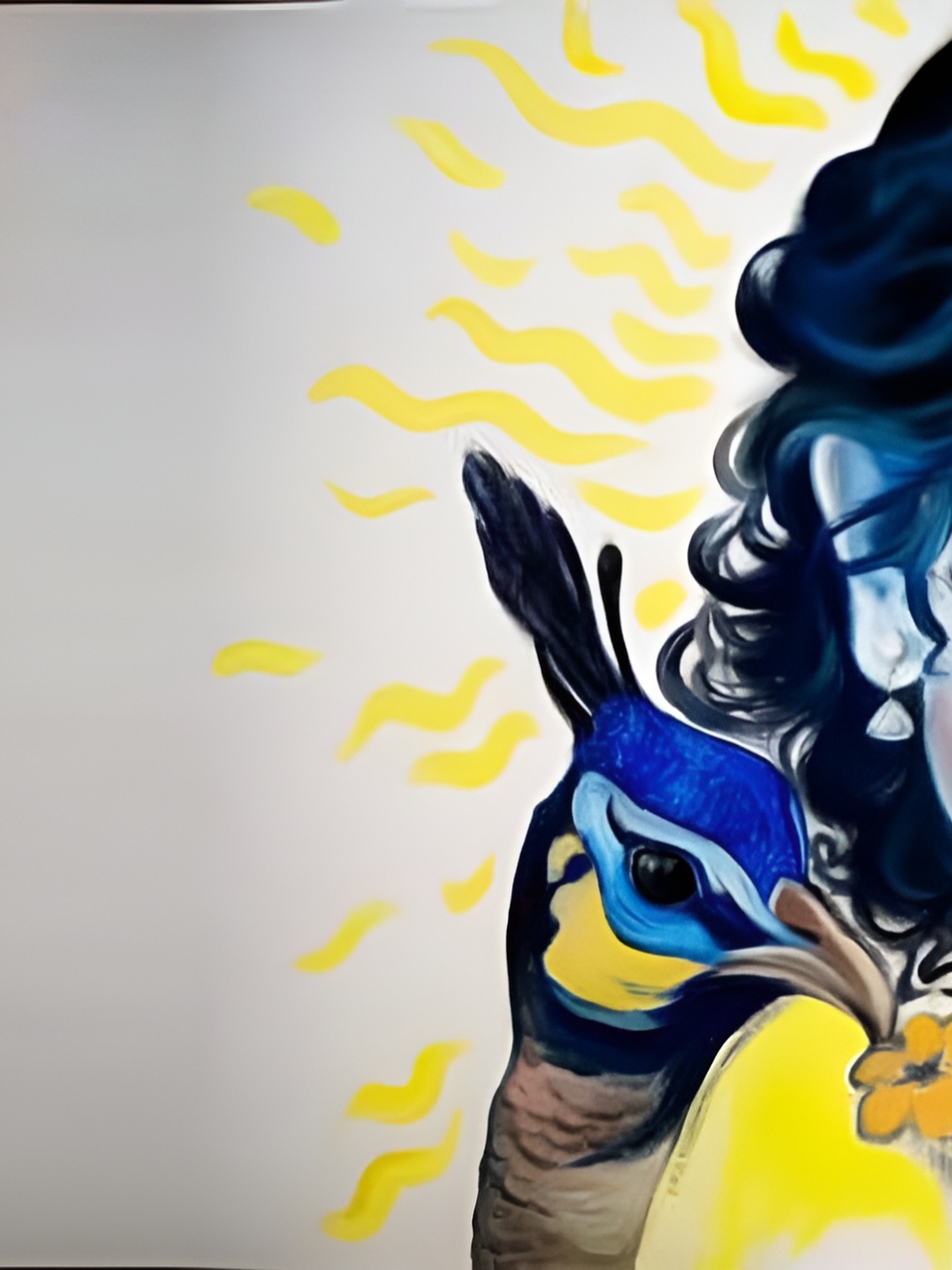 

Wallpics Blue & Yellow Lord Krishna Religious Wall Poster