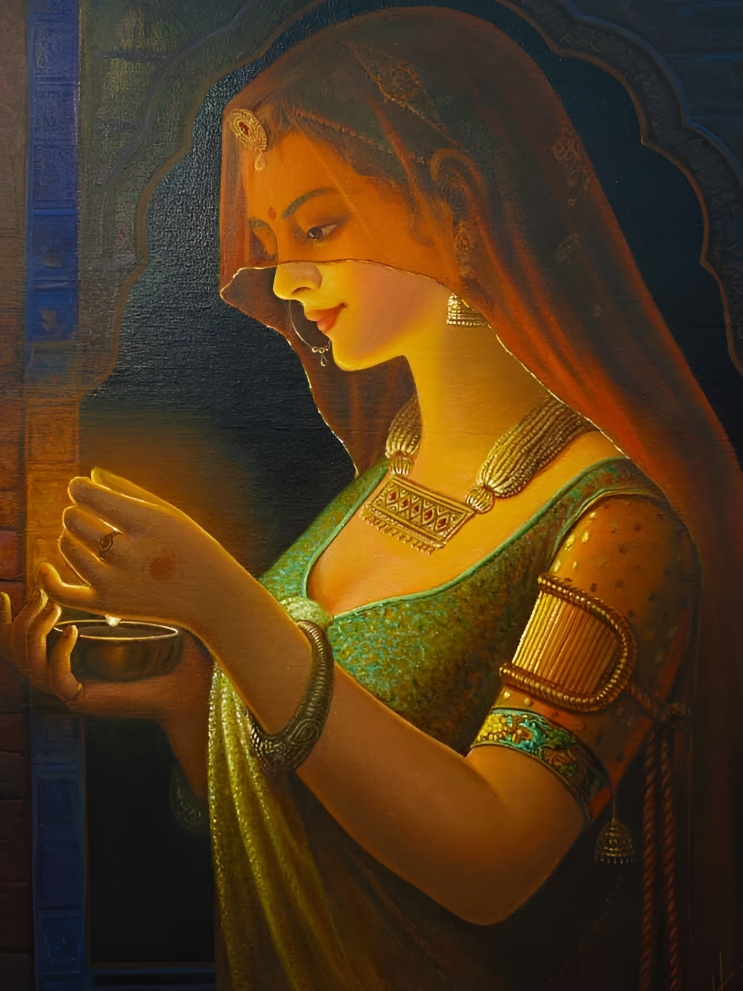 

Wallpics Green & Yellow Religious Paper Paintings Wall Art
