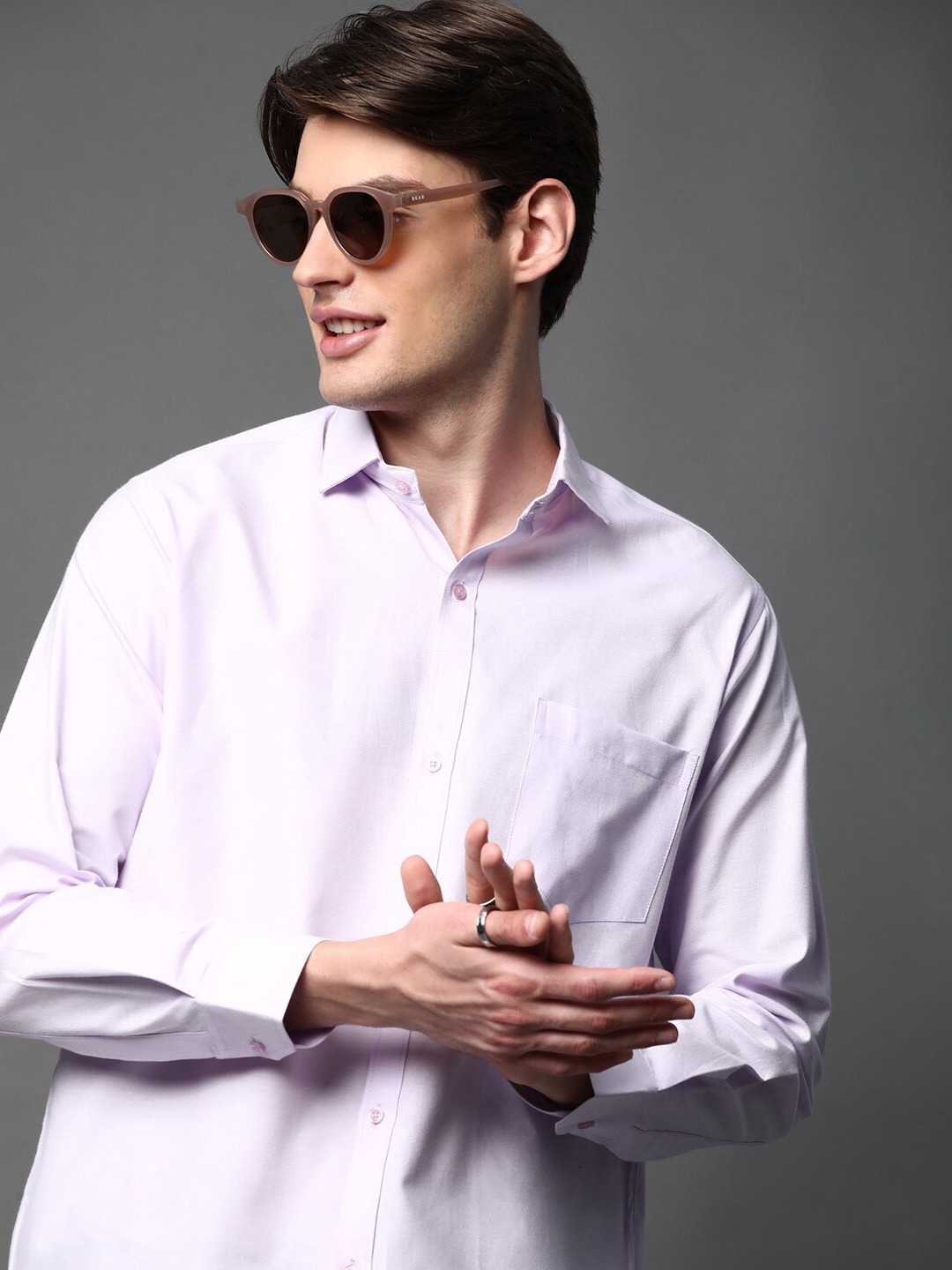 

BROWN BROTHERS Standard Opaque Cotton Casual Shirt, Lavender