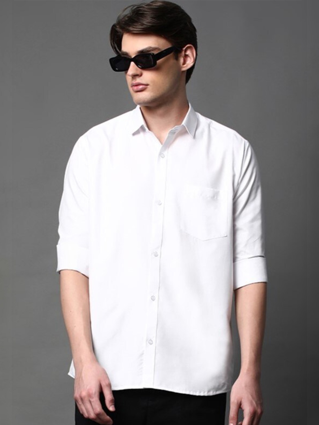 

BROWN BROTHERS Standard Opaque Cotton Casual Shirt, White