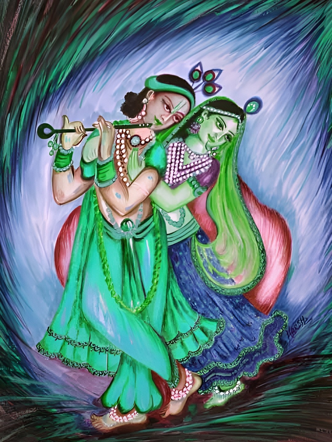 

Wallpics Green & Blue Religious Paper Painting Wall Sticker