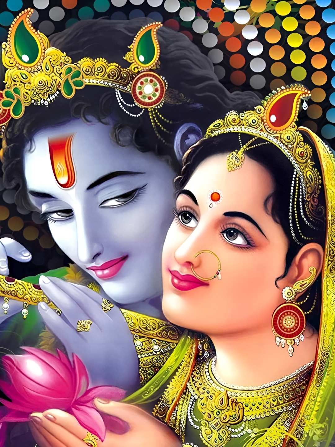 

Wallpics Blue & Green Radha Krishna Religious Wall Poster