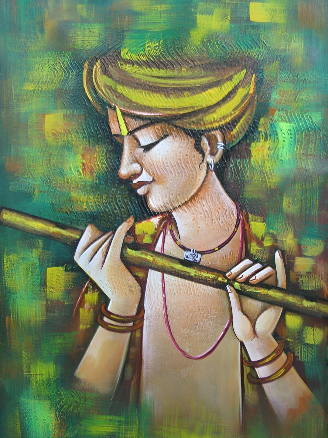 

Wallpics Green & Beige Religious Paper Paintings Wall Art