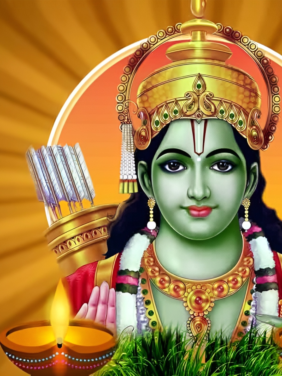 

Wallpics Green & Yellow Shri Ram Religious Wall Poster