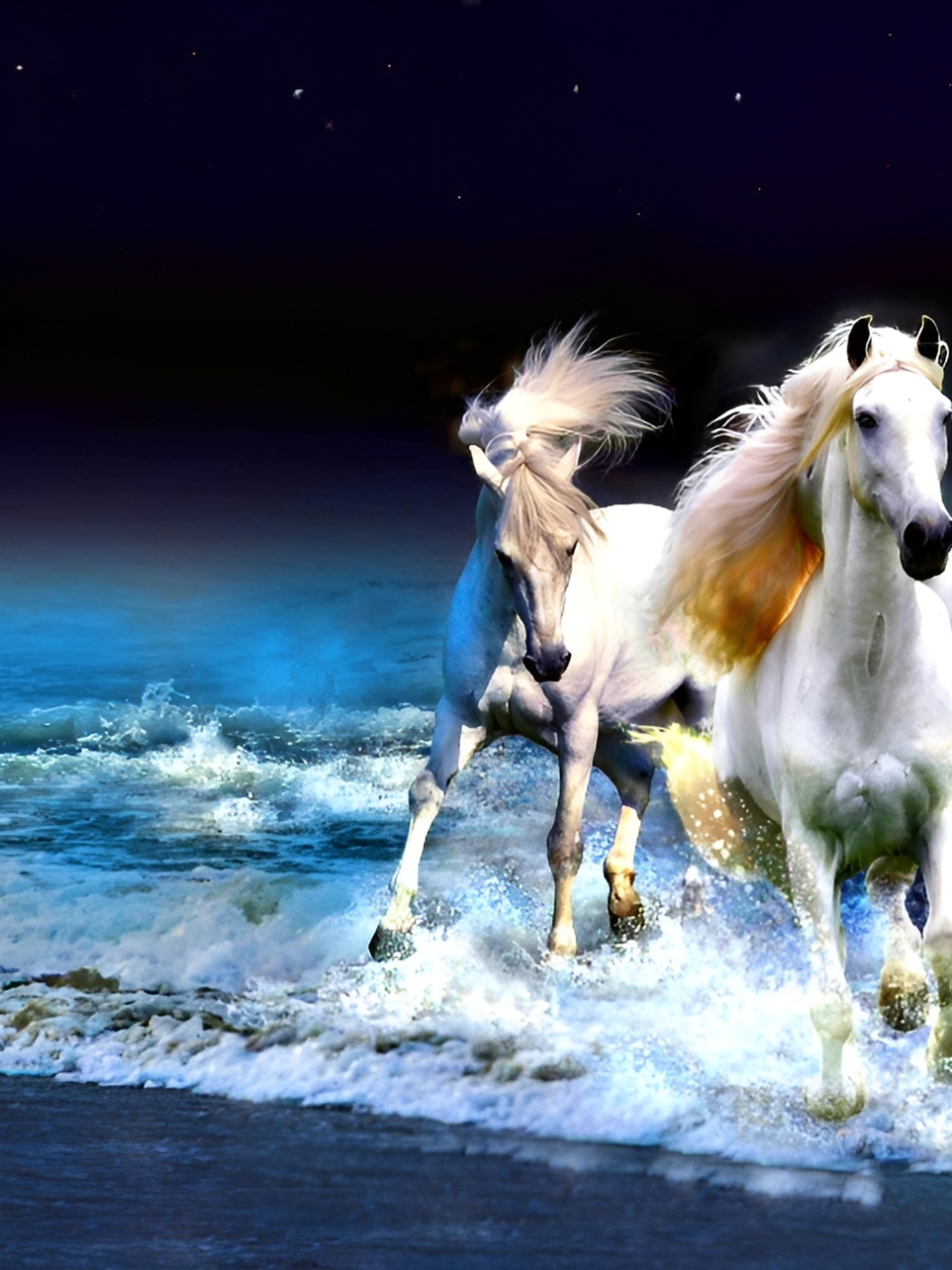 

Wallpics White & Blue Running Horses Wall Poster