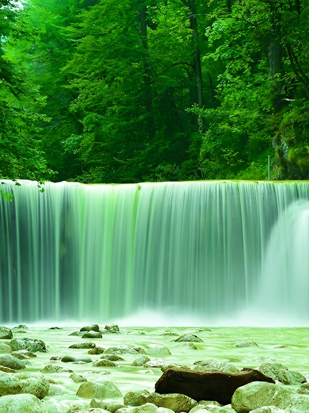 

Wallpics Rose & White Waterfall Printed Wall Poster, Green