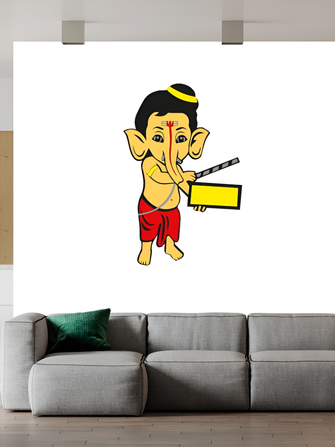 

Wallpics Red & Yellow Lord Ganesha Printed Waterproof Wall Poster, White