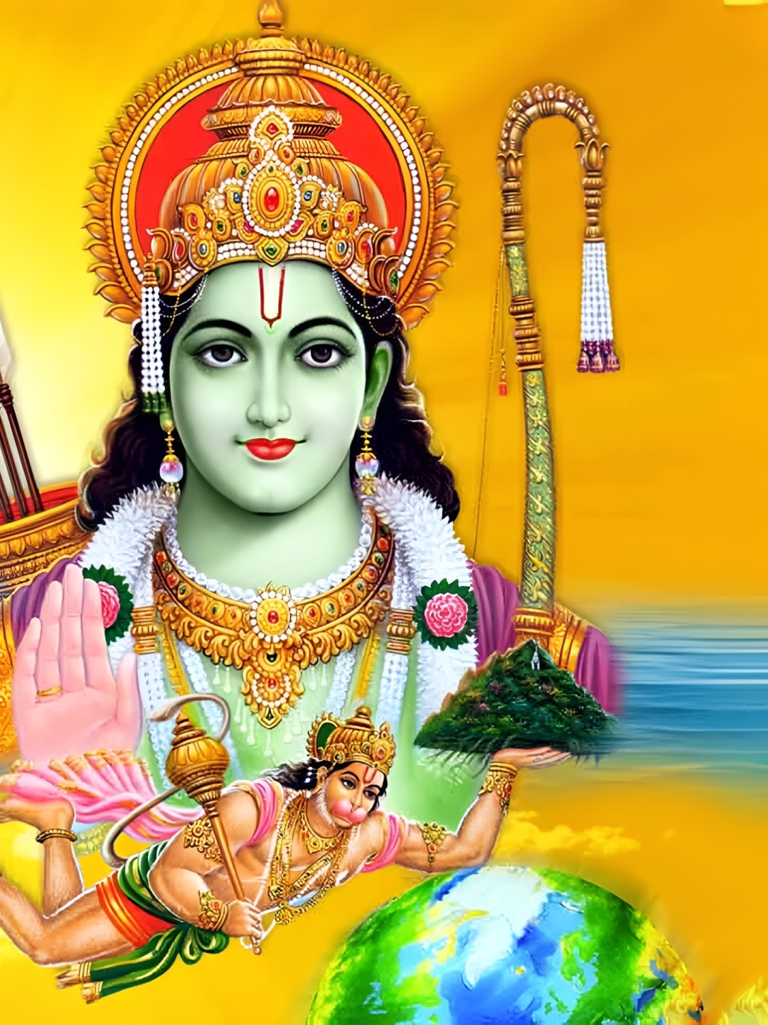 

Wallpics Yellow & Orange Lord Shri Ram Religious Wall Poster