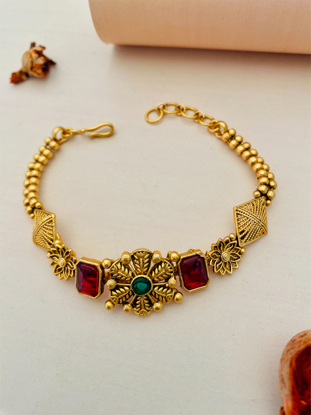 

Sangria Gold-Plated Stone Studded Armlet