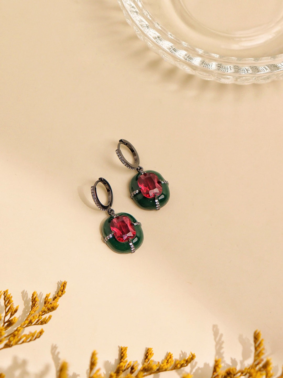 

CURIO COTTAGE Rhodium-Plated Contemporary Studs Earrings, Silver