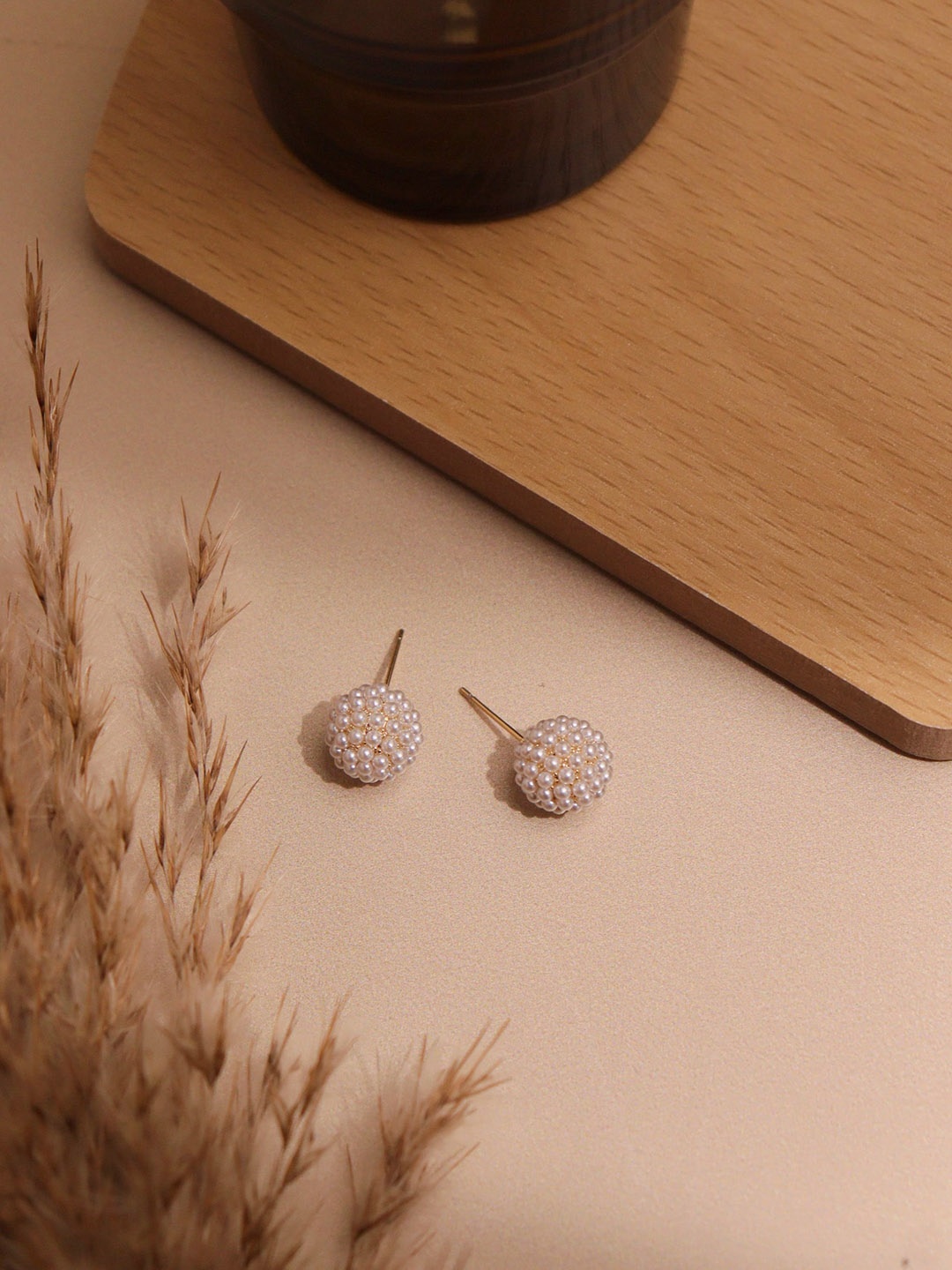 

CURIO COTTAGE Gold-Plated Cubic Zirconia Circular Shaped Stud Earrings
