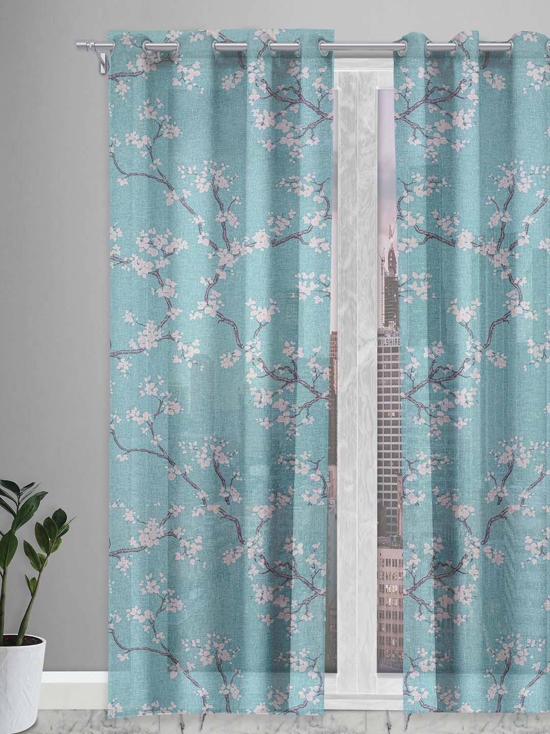 

Aura Blue & White Floral Door Curtain