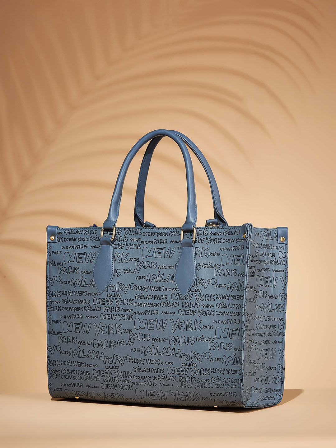 

Mast & Harbour Grey Typography Printed Oversized Structured Tote Bag