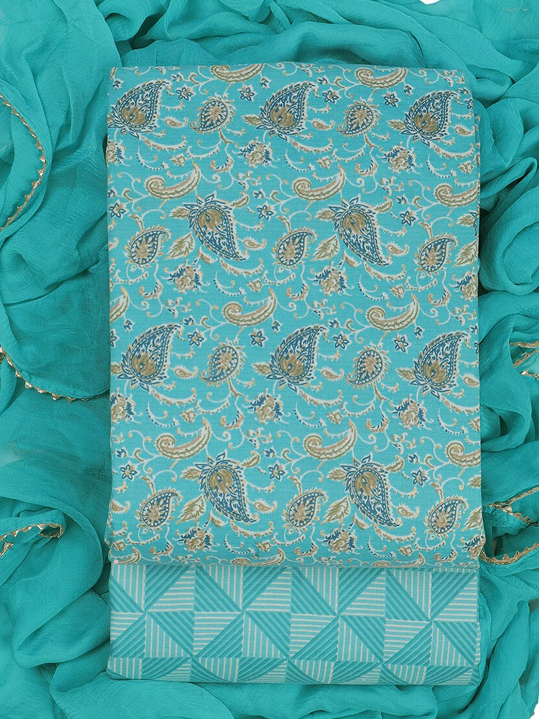 

Sun Fashion And Lifestyle Printed Unstitched Dress Material, Blue