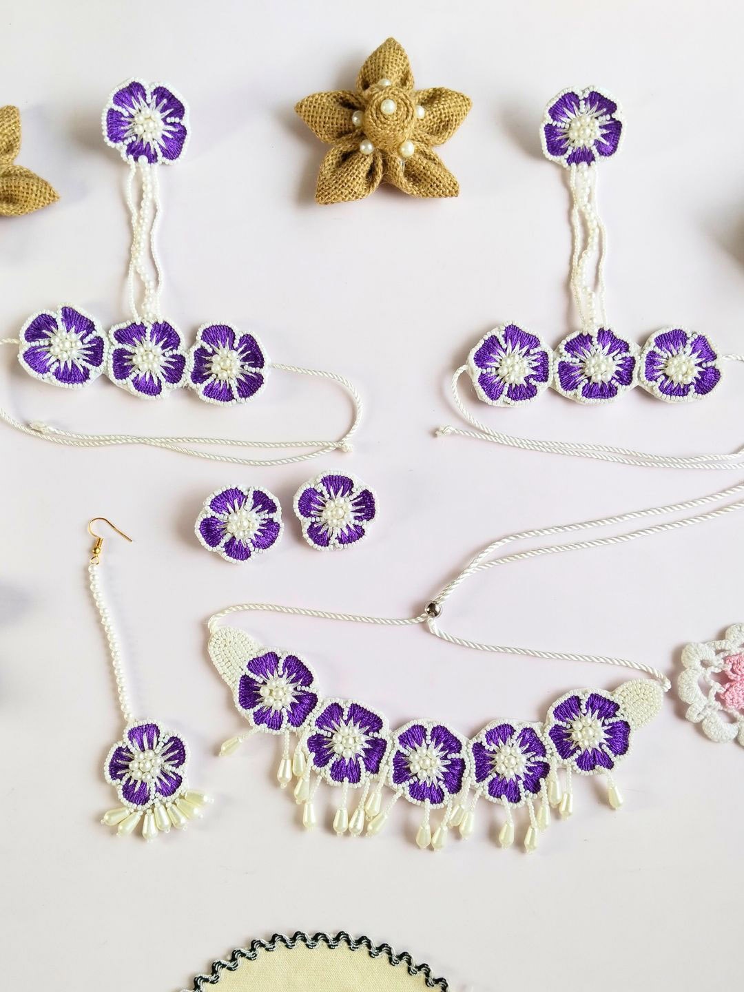 

Sangria Gold-Plated Pearl Beaded Tasseled Bridal Jewellery Set