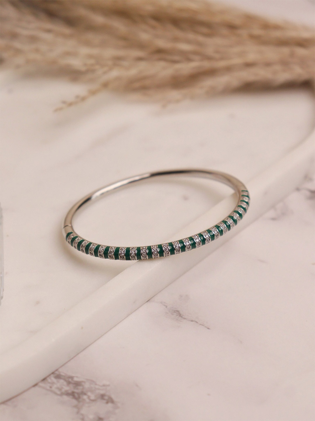 

CURIO COTTAGE Rhodium-Plated Bangle-Style Bracelet, Silver