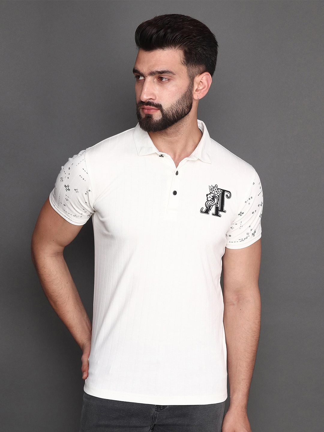 

Albion Polo Collar Short Sleeves Cotton T-shirt, White