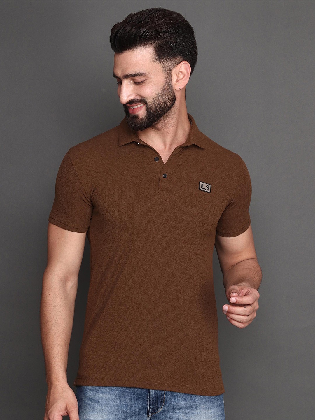 

Albion Polo Collar Short Sleeves Cotton T-shirt, Brown