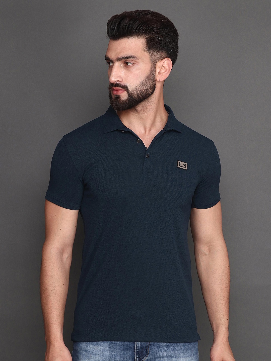 

Albion Polo Collar Short Sleeves Cotton T-shirt, Blue