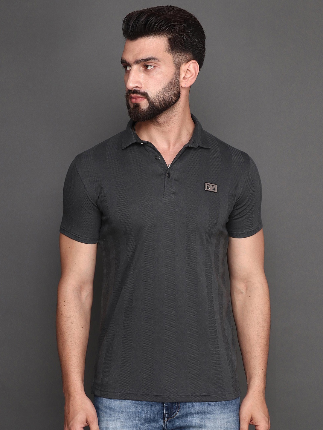 

Albion Polo Collar Cotton Regular Fit T-shirt, Grey