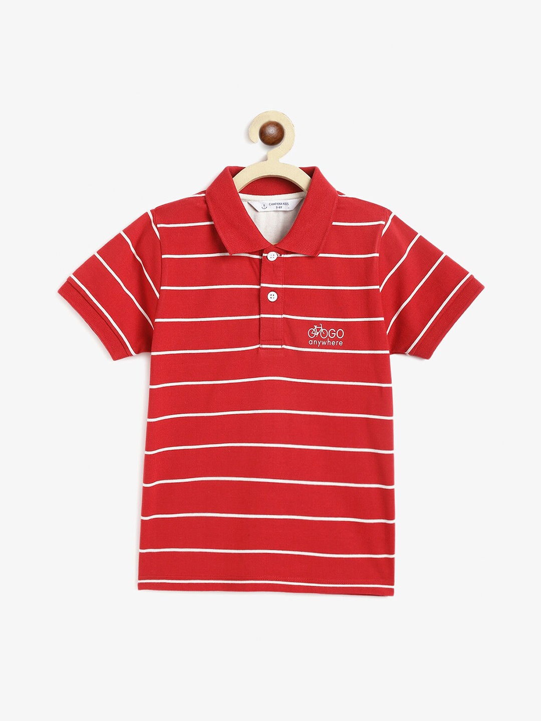 

Campana Boys Striped Polo Collar T-shirt, Red