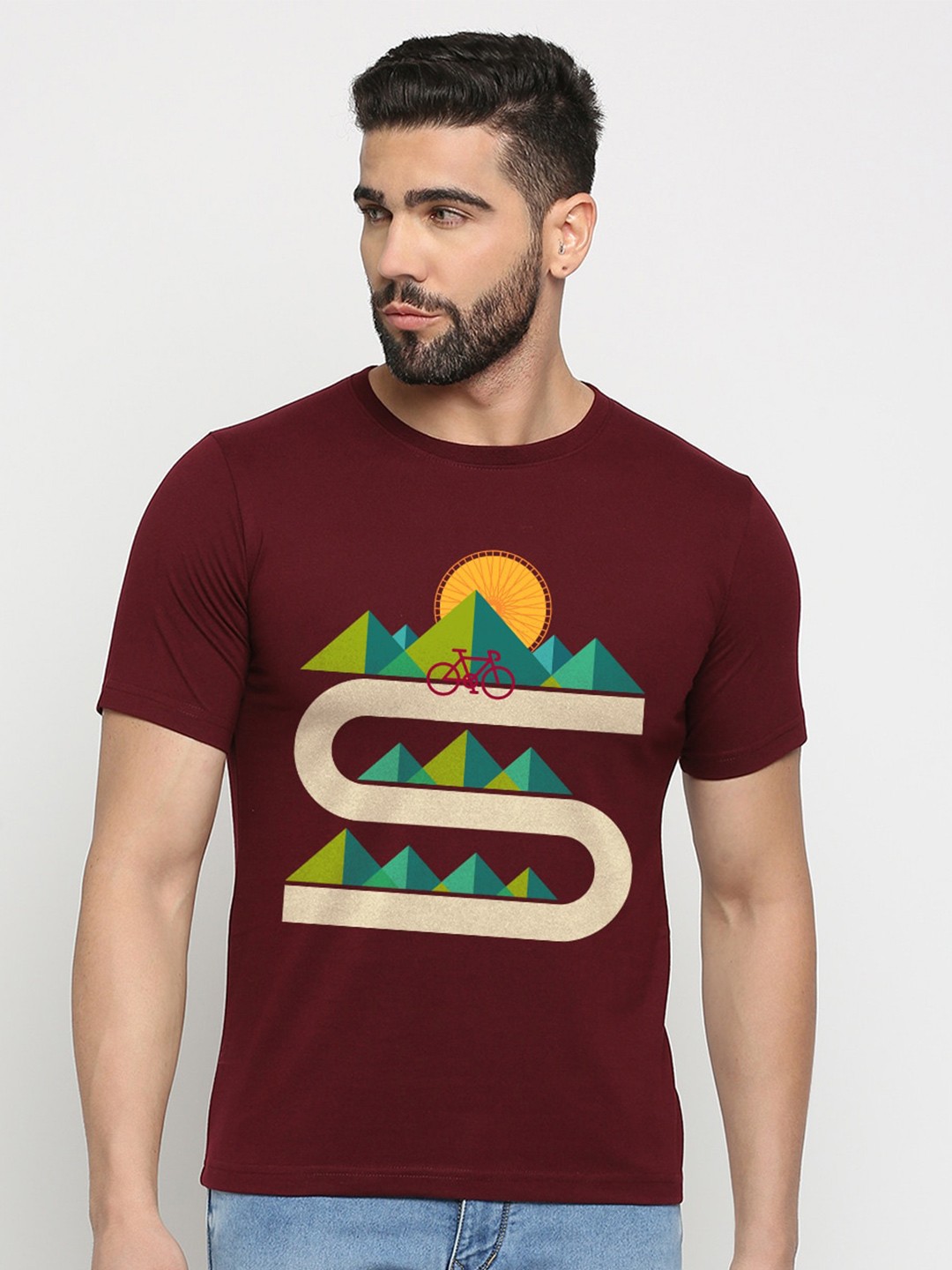 

MOD ECRU Graphic Printed Cotton T-shirt, Maroon