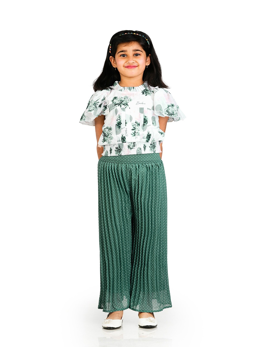 

BAESD Girls Printed Top & Palazzos, Green